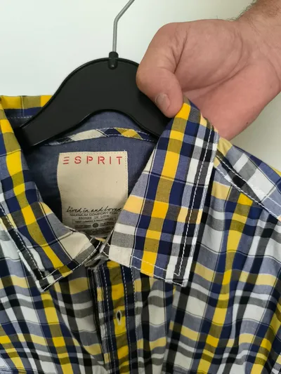 Esprit Herren Karohemd Kurzarm Gr. 40/XS Mehrfarbig Freizeit Hemd