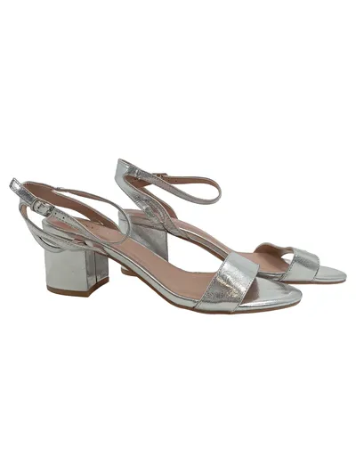Anna Field Damen Sandaletten 39 Silber Elegant Blockabsatz Riemchensandalen