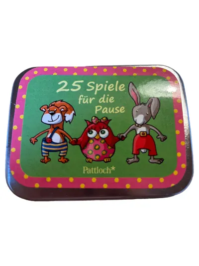 Pattloch 25 Spiele für die Pause Mitbringspiel Kinder Reise Spiel Dose