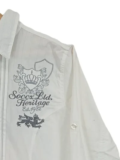 SOCCX Damen Bluse Heritage Gr. 40/L Weiß Langarm Stickerei NEU