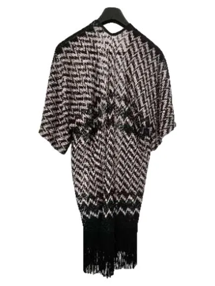 Ana Alcazar Damen Strickjacke 38/M Schwarz Bohemian Fransen 2