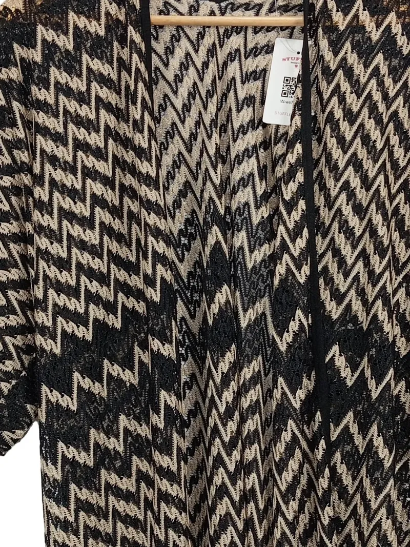 Ana Alcazar Damen Strickjacke 38/M Schwarz Bohemian Fransen 3