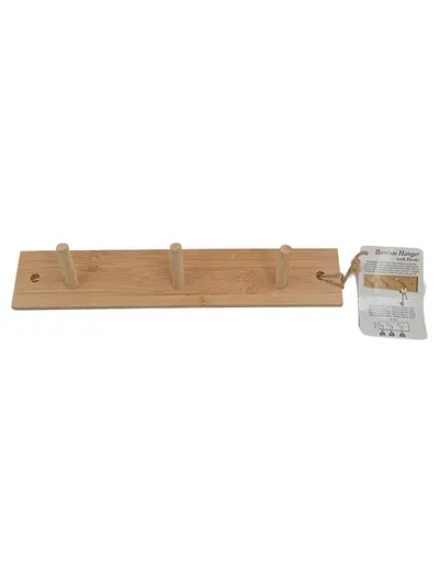 zd trading Hakenleiste Bambus Holz 4 Haken Wandgarderobe Natur