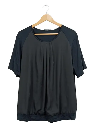 FRANK WALDER Damen T-Shirt Gr. 48 Grau Viskose Elegant Raffung