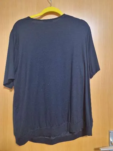 FRANK WALDER Damen T-Shirt Gr. 48 Grau Viskose Elegant Raffung