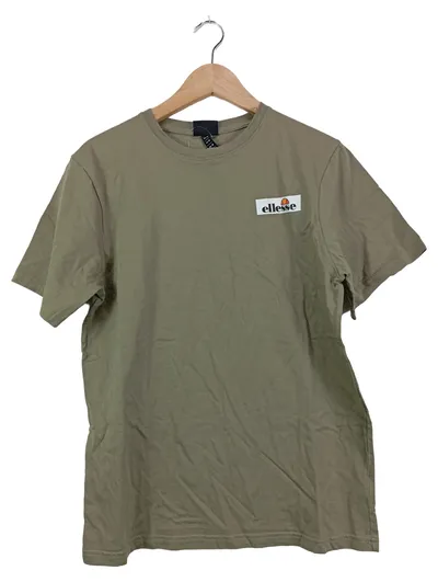 Ellesse Herren T-Shirt Oliv Uni Kurzarm Gr. 48/M Freizeit