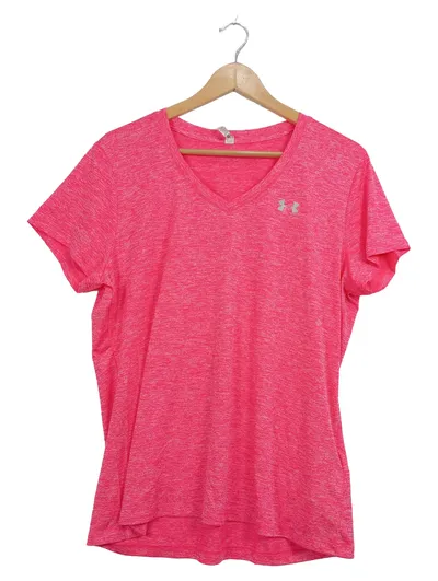 Under Armour Damen Sport Shirt V-Ausschnitt Funktionsshirt Pink Gr. XL