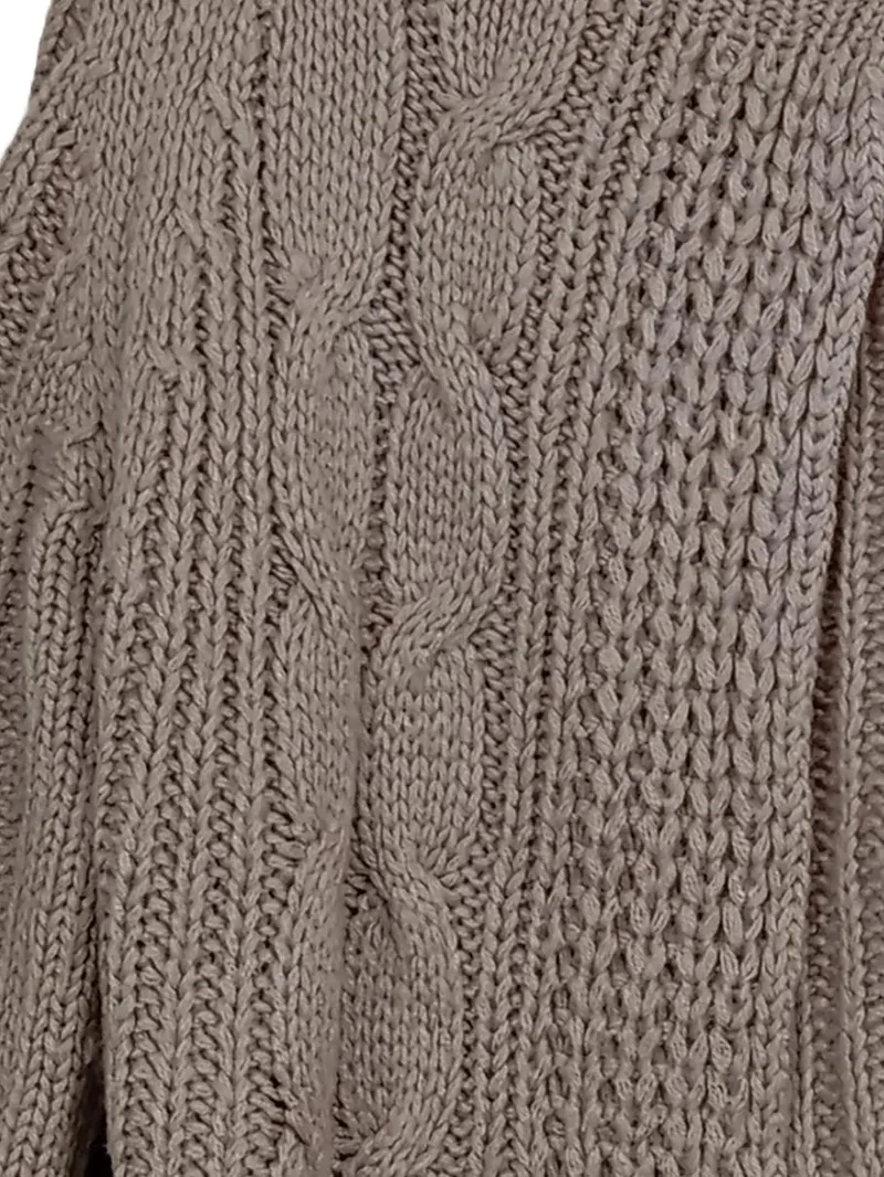 Broadway Damen Strickjacke Bolero Gr. 40 Beige Zopfstrickmuster 3