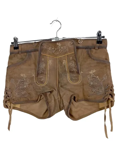 Maddox Damen Trachtenhose Lederhose Gr. 36 Braun Traditionell Stickerei