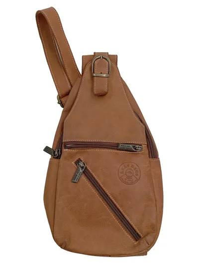 Leaf Bags Leder Sling Bag Umhängetasche Braun Vintage Made in Italy