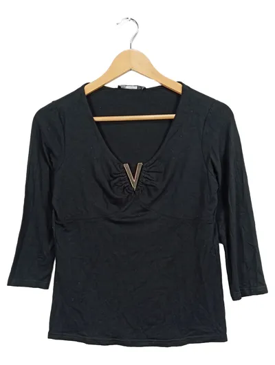 Ashley Brooke Damen Langarmshirt Gr. 38/M Schwarz Basic