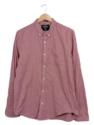 Hollister Herren Freizeithemd Gr. M Rosa Meliert Slim Fit Baumwolle