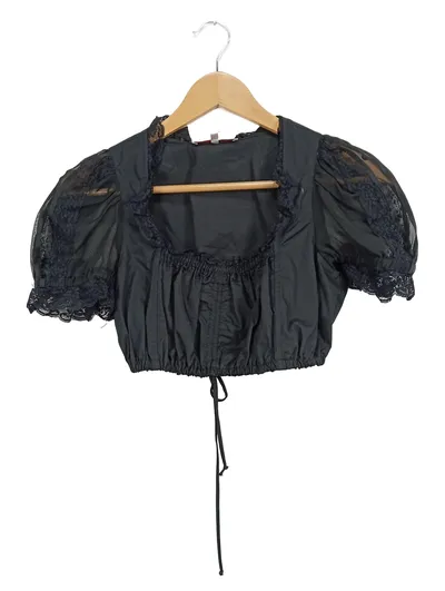COUNTRY Line Damen Trachtenbluse Gr. 32 Schwarz Spitze Traditionell