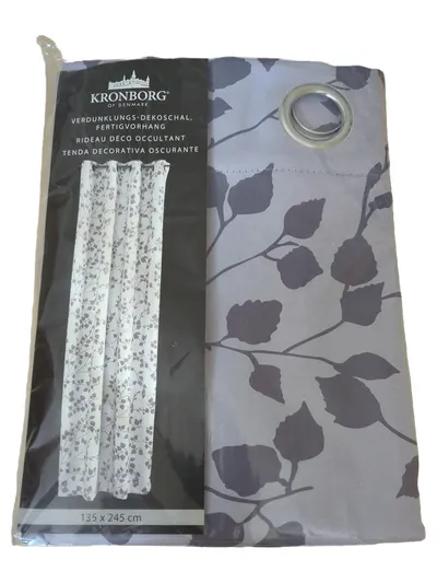 Kronborg Verdunklungs-Dekoschal 135x245cm Grau Florales Muster Polyester