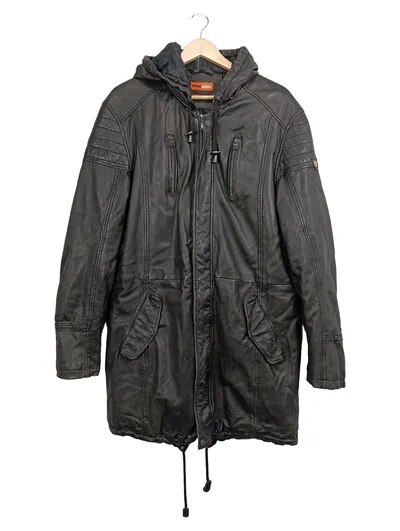 Emilio Adani Herren Lederjacke Parka Gr. 52/XL Schwarz Vintage