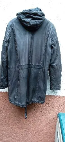 Emilio Adani Herren Lederjacke Parka Gr. 52/XL Schwarz Vintage