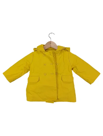 Jacadi Regenjacke Kinder Mädchen Gelb Gr. 80 Kapuze Outdoor Praktisch