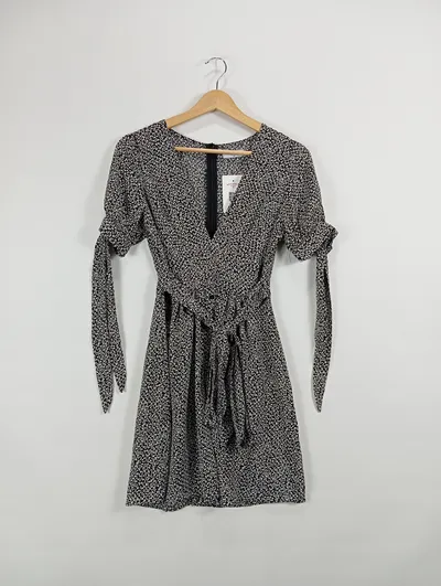 LOAVIES Damen Freizeitkleid XF Schwarz Blumenmuster Feminin Kurz