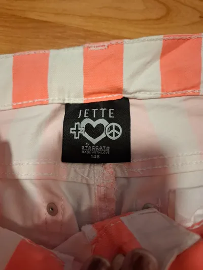 JETTE by Staccato Stoffhose Mädchen Gr. 146 Gestreift Coral Weiß Freizeit
