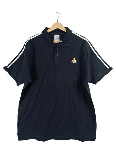 Adidas Poloshirt Herren XL Schwarz 3-Streifen Logo-Patch Kurzarm