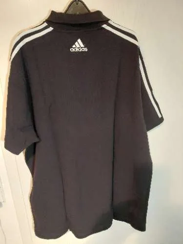 Adidas Poloshirt Herren XL Schwarz 3-Streifen Logo-Patch Kurzarm