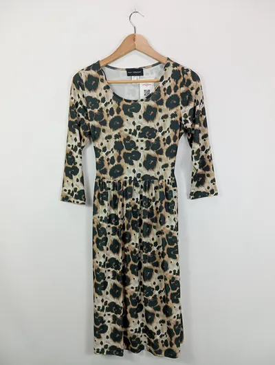 AMY VERMONT Damen Freizeitkleid Animal Print Midikleid Mehrfarbig Gr. S