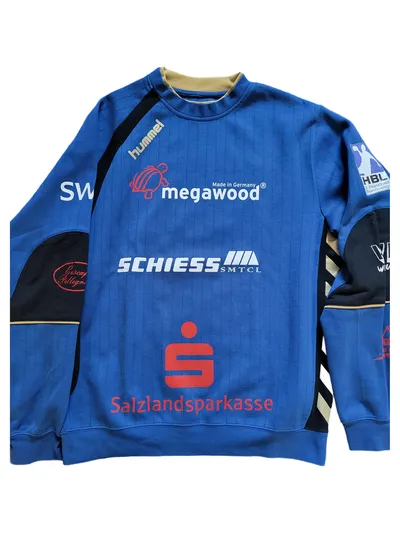 Hummel Herren Sweatshirt Blau Gr. 38/M Sport Logo Print Baumwolle Polyester