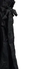 ANNA SERAVALLI Damen Freizeitkleid Gr. 40 L Schwarz Leinen Casual Schleifen 2
