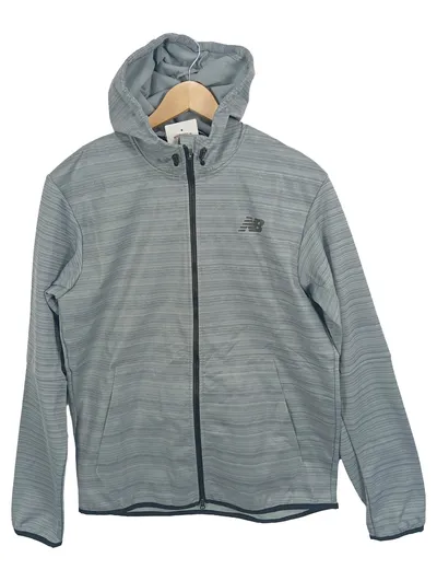 New Balance Herren Trainingsjacke Gr. 38 Grau Kapuze Sportlich