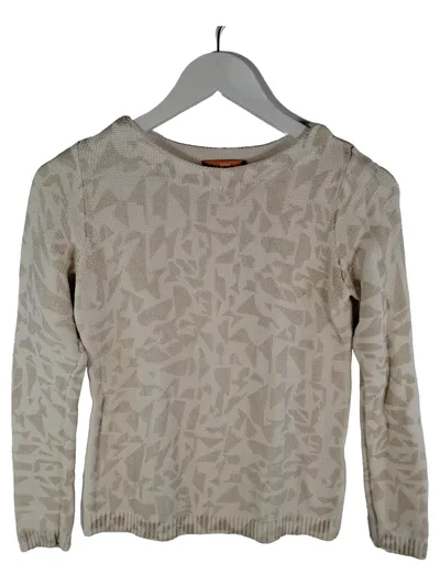 BOSS Orange Damen Pullover Gr. M Beige Baumwolle Abstrakt Muster