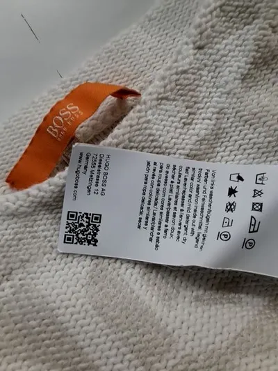 BOSS Orange Damen Pullover Gr. M Beige Baumwolle Abstrakt Muster