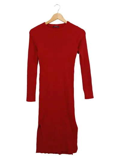 Alcott Damen Strickkleid Rot Rippstrick Modern Gr. 42/XL Midi