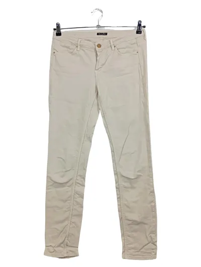 Massimo Dutti Damen Stoffhose Beige Gr. 38 Slim Fit Baumwolle