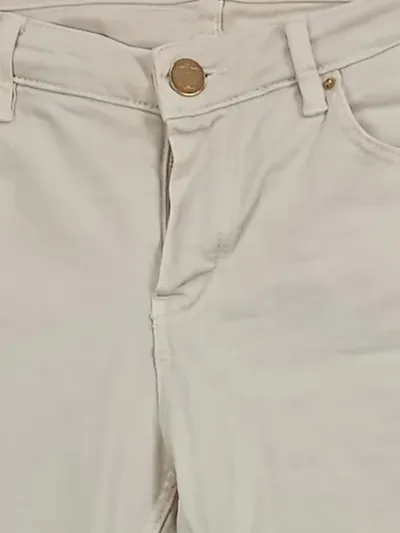 Massimo Dutti Damen Stoffhose Beige Gr. 38 Slim Fit Baumwolle