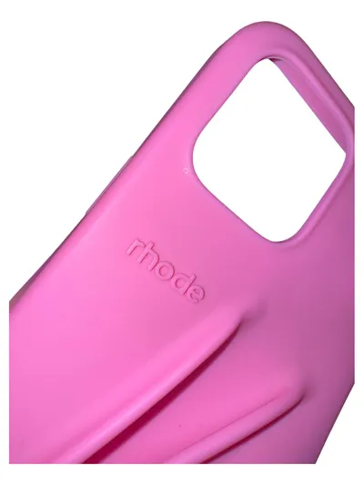 Rhode Handyhülle iPhone 16 Pro Max Silikon Case Pink mit Lipgloss Halter