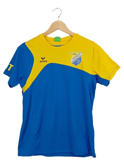Erima Kinder Fußball Trikot Gr. 164 Blau Logo Print Kurzarm Sportlich
