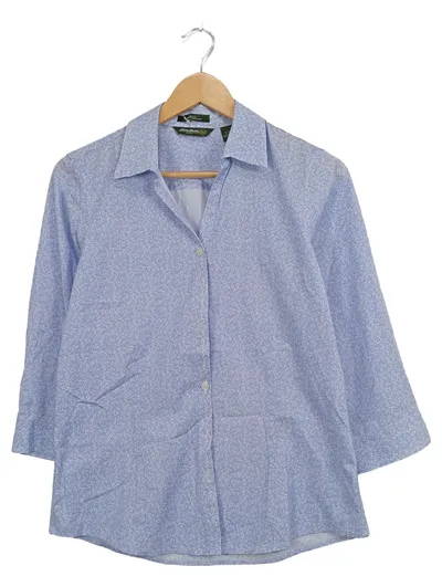 Eddie Bauer Damen Hemdbluse Gr. 36/S Blau Florales Muster 3/4-Arm