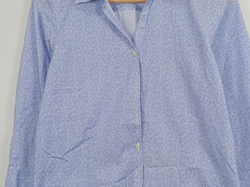 Eddie Bauer Damen Hemdbluse Gr. 36/S Blau Florales Muster 3/4-Arm 4