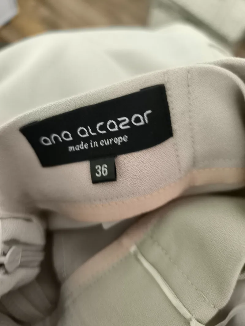 Ana Alcazar Stoffhose Damen Gr. 36 Beige Elegant Weites Bein 4