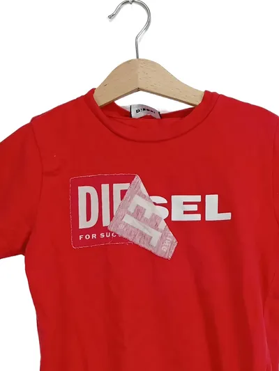 Diesel Kinder T-Shirt Rot Gr. 122 Casual Logo-Print Baumwolle