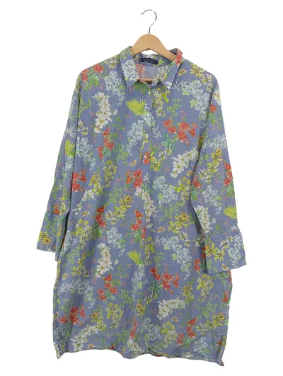 Violeta by Mango Damen Blusenkleid 40/L Blumenmuster Gestreift Casual
