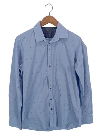 Benvenuto Herren Business Hemd Blau Gr. 40 Gepunktet Slim Fit Baumwolle