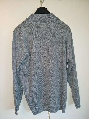 MONA Damen Pullover Gr. 46 Grau Stehkragen Wolle Langarm Klassisch