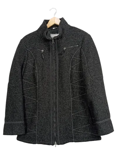 Steilmann Damen Steppjacke Gr. 46 Grau Casual Wolle Polyester