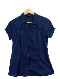 Eddie Bauer Damen Hemdbluse Kurzarm Gr. 36/S Blau Casual 1