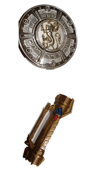 Spielzeug Schwert und Schild Set mit Löwenmotiv Ritter Kinder Gold Silber