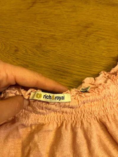 Rich & Royal Damen T-Shirt Rosa Gr. M Carmen-Ausschnitt Baumwolle