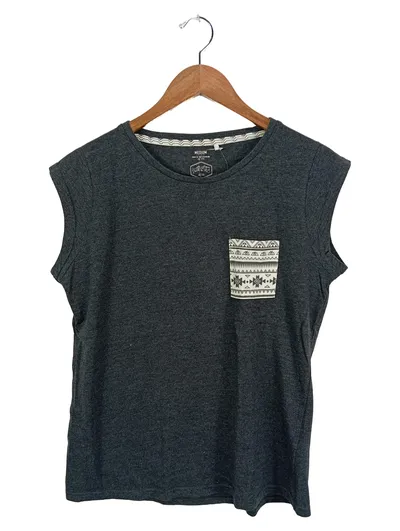 Titus Damen Ärmellos T-Shirt Grau Meliert Gr. 38/M Casual Baumwolle