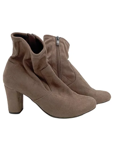 Caprice Damen Stiefelette Wildleder Braun Gr. 37.5 Reißverschluss Blockabsatz