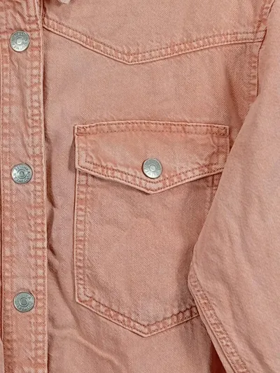 Bershka Jeansjacke Damen Rosa Gr. 34/XS Langarm Baumwolle Freizeit